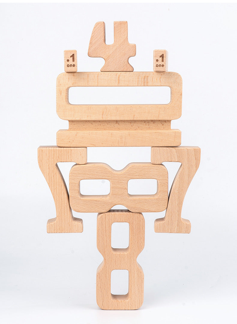 Green Elephant 32-Piece Wooden Number Blocks with Tray – product view