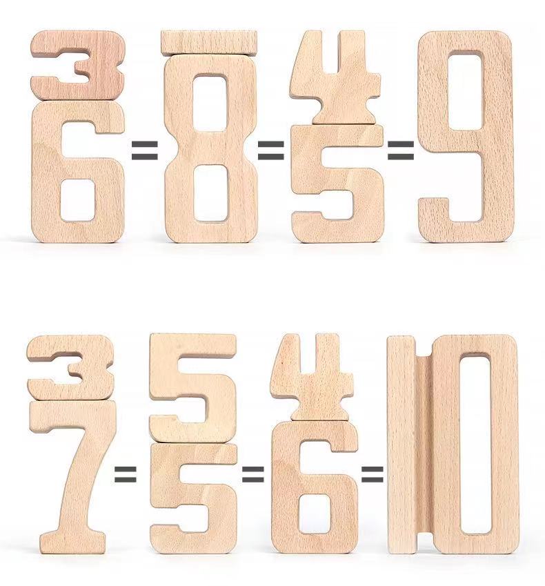Green Elephant 32-Piece Wooden Number Blocks with Tray – product view