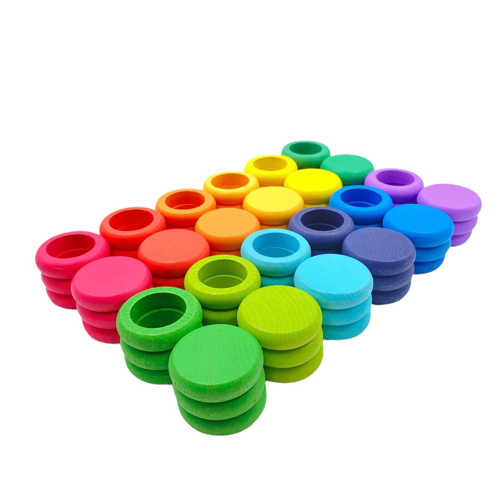 36 Pcs Wooden Coins and 36 Pcs Wooden Rings Set (Total of 72 Pcs) |  | The Baby Penguin