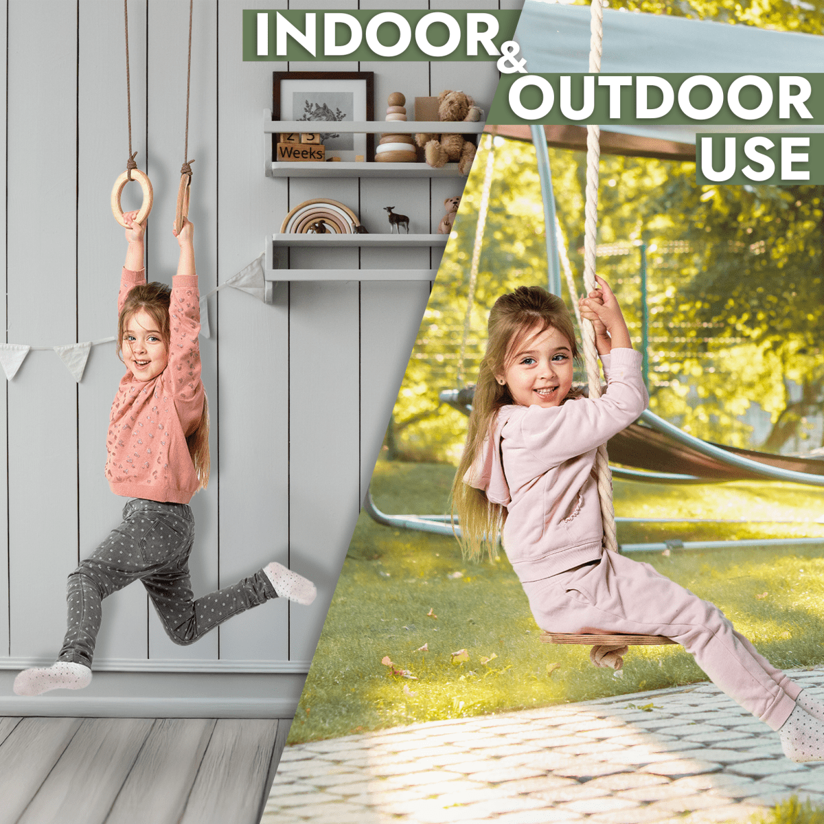 3in1 Swing & Climbing Set: Rope Ladder, Gym Rings & Disc Swing - The Baby Penguin