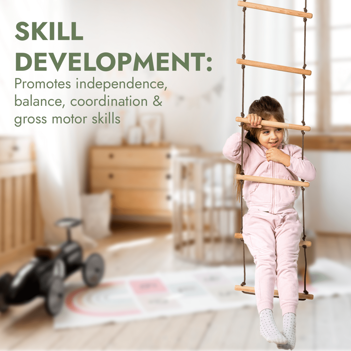 3in1 Swing & Climbing Set: Rope Ladder, Gym Rings & Disc Swing - The Baby Penguin
