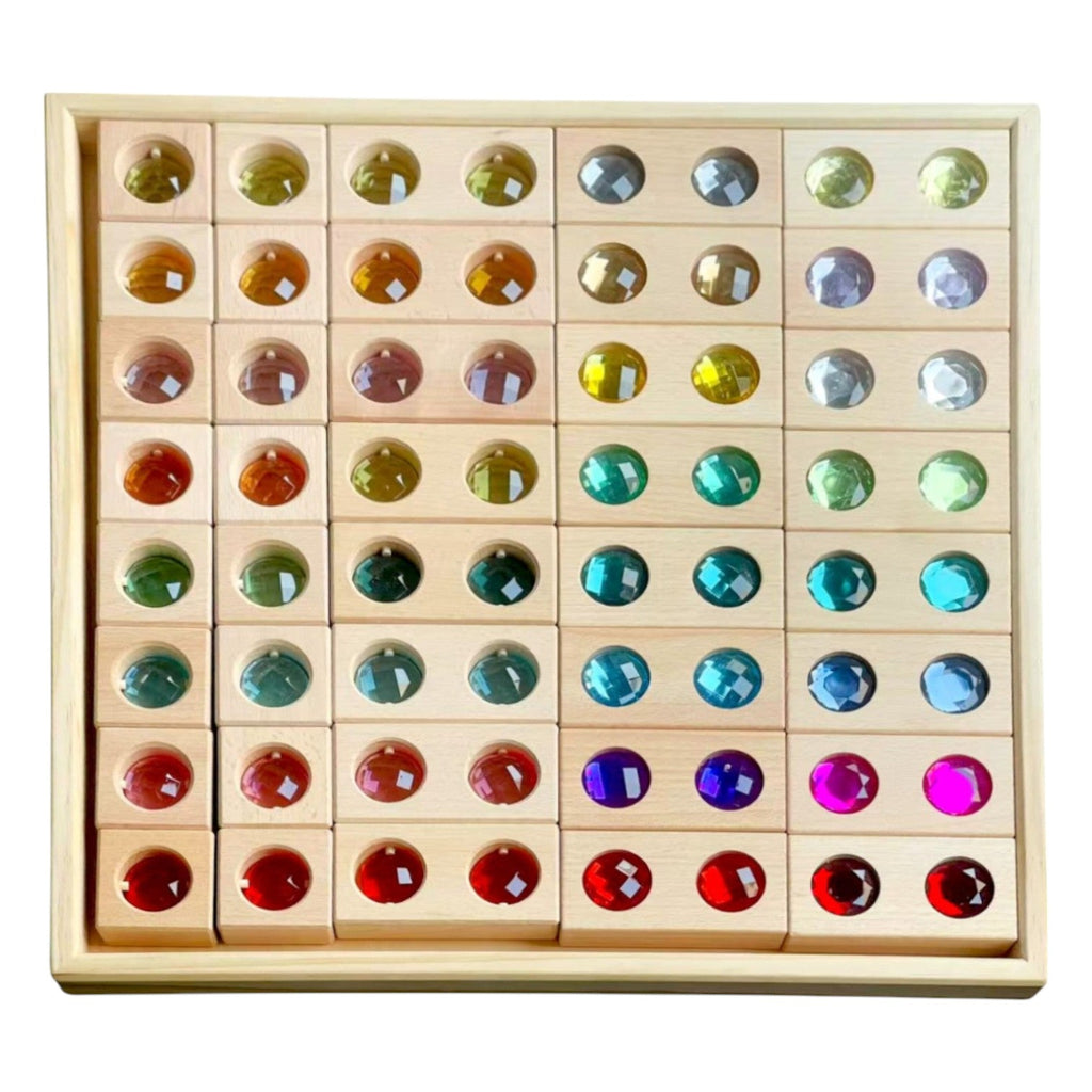 40 PCS Wooden Gemmed Blocks Set with Storage Tray |  | The Baby Penguin