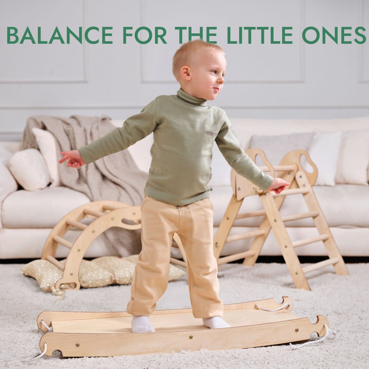 4in1 Montessori Climbing Set: Pikler Triangle, Arch, Slide Board, and Cushion for Toddlers (1–3 Years) - The Baby Penguin