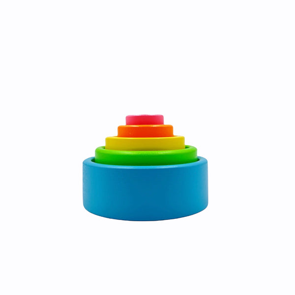 5 Pcs Wooden Stacking Nesting Cup Bowl Set in Pastel/Macaron Color |  | The Baby Penguin