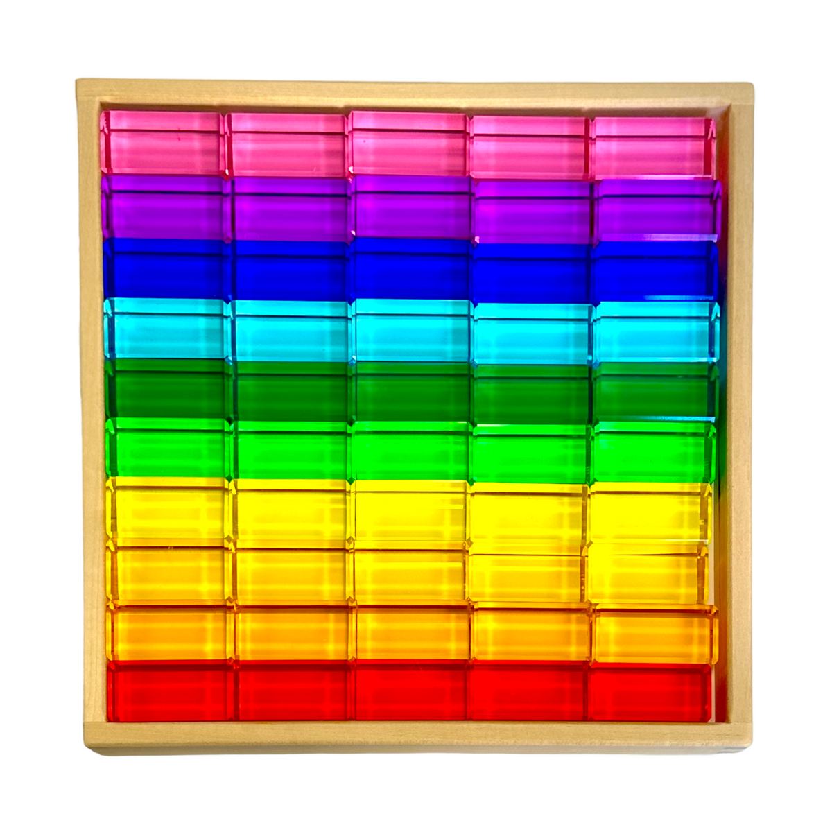 50-Piece Rainbow Rectangular Lucite Block Set with Tray