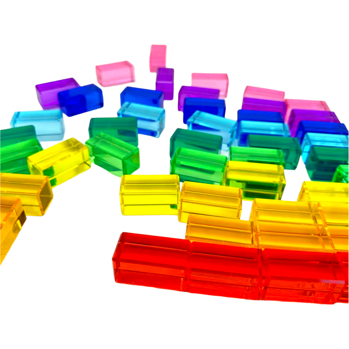 50-Piece Rainbow Rectangular Lucite Block Set with Tray – view 3