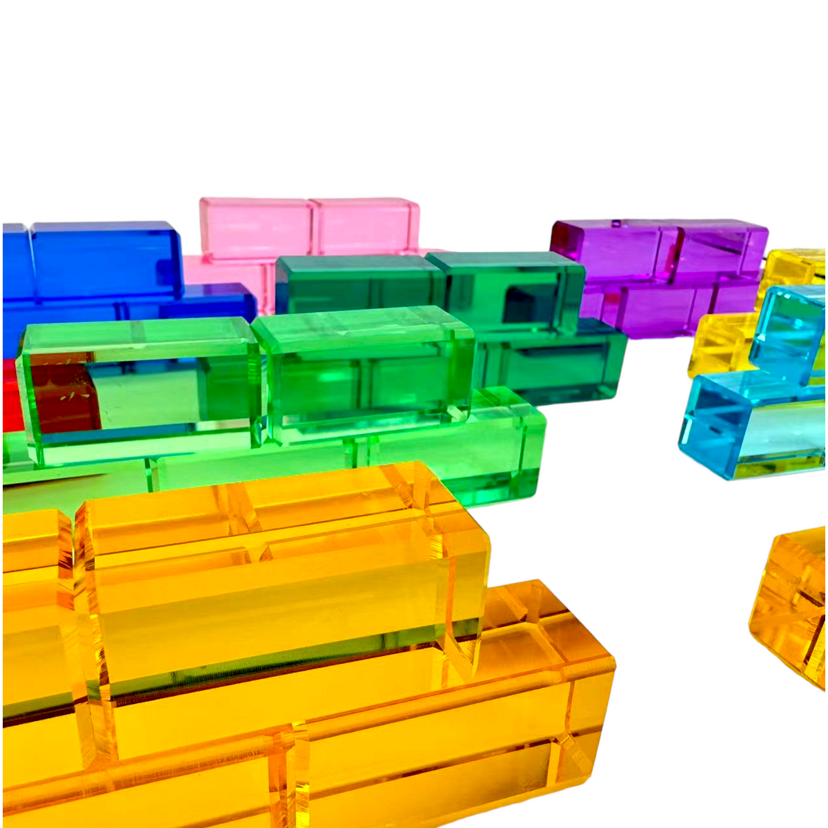 50-Piece Rainbow Rectangular Lucite Block Set with Tray – view 4