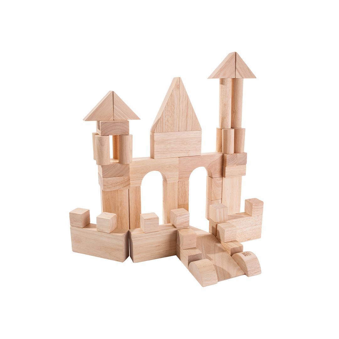PlanToys Wooden Unit Blocks, 50 Pieces