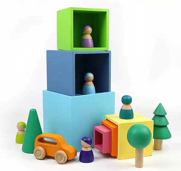 Green Elephant 6-Piece Pastel Wooden Nesting Box Set – product view