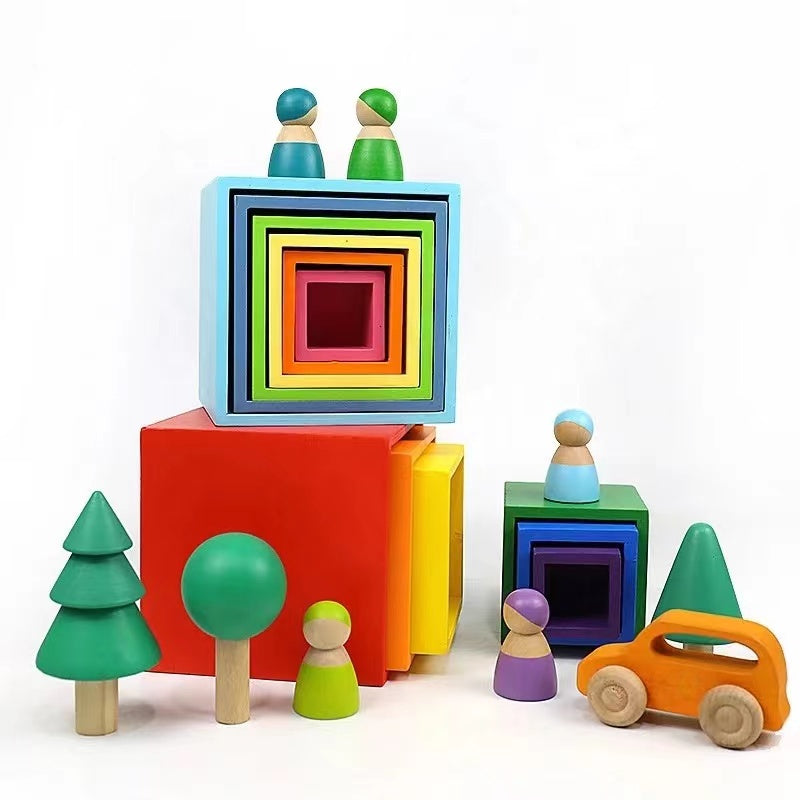 Green Elephant 6-Piece Pastel Wooden Nesting Box Set – product view