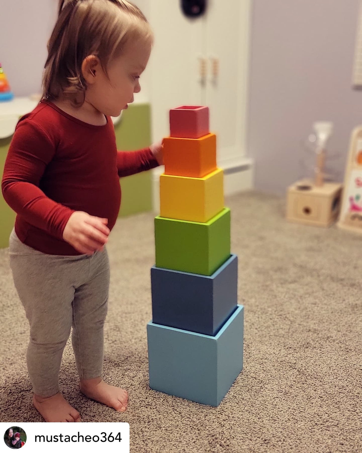 Green Elephant 6-Piece Pastel Wooden Nesting Box Set – product view
