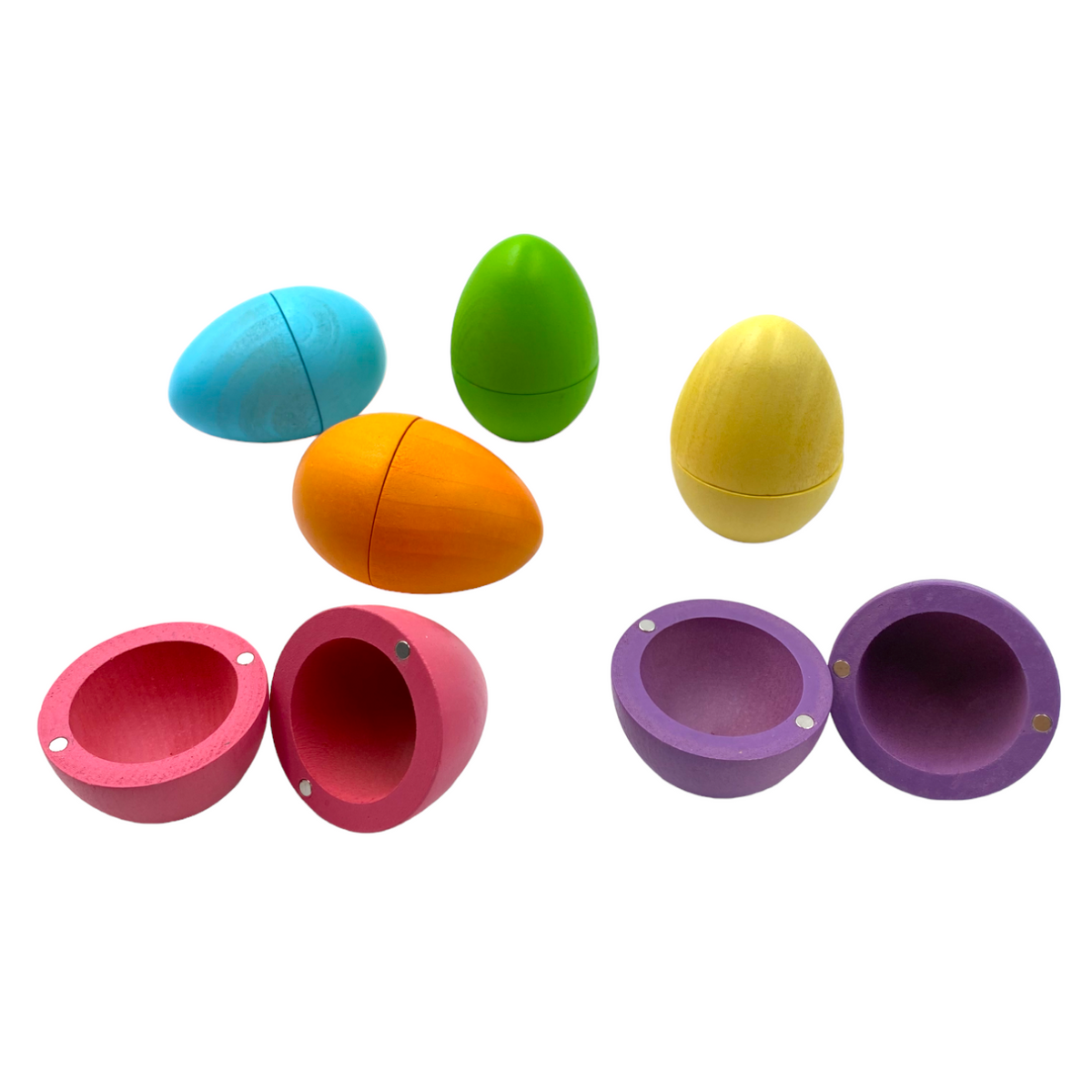 6-Piece Stained Pastel Magnetic Wooden Egg Set by Green Elephant Home and Toys – alternate view 2