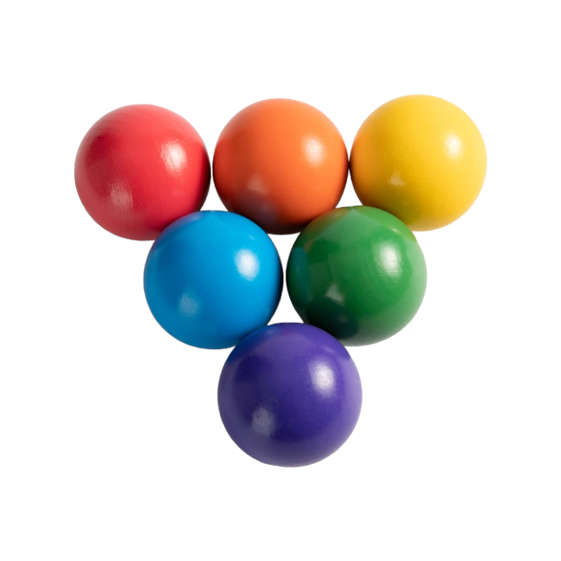 Green Elephant 6-Piece Rainbow Wooden Balls – 1.8-Inch