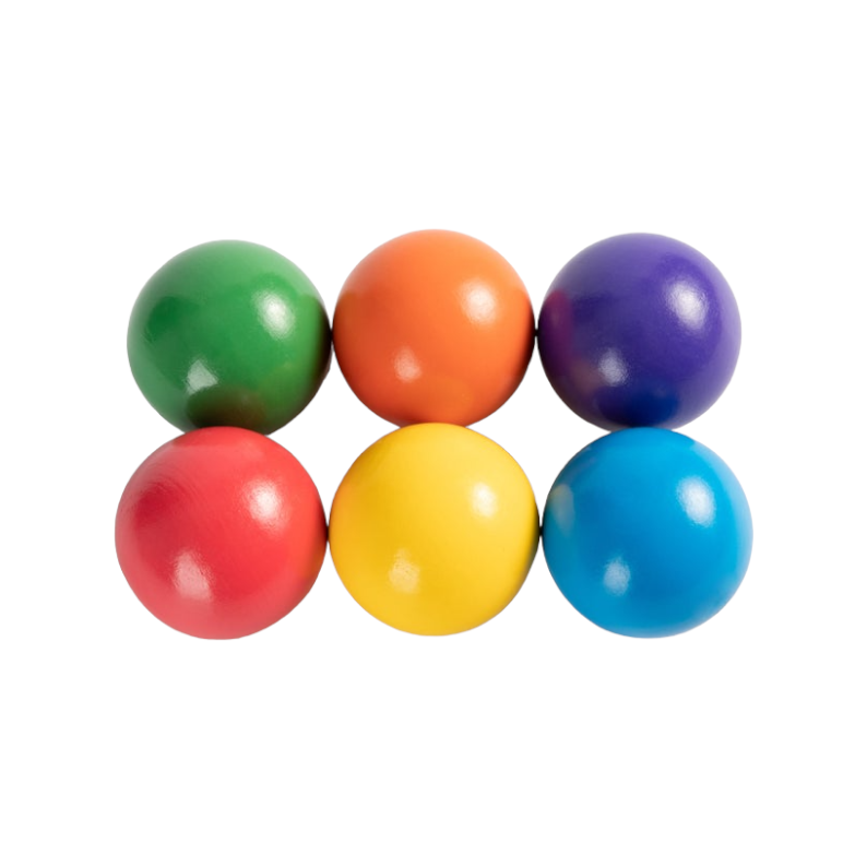 Green Elephant 6-Piece Rainbow Wooden Balls – 1.8-Inch – product view