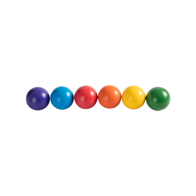 Green Elephant 6-Piece Rainbow Wooden Balls – 1.8-Inch – product view