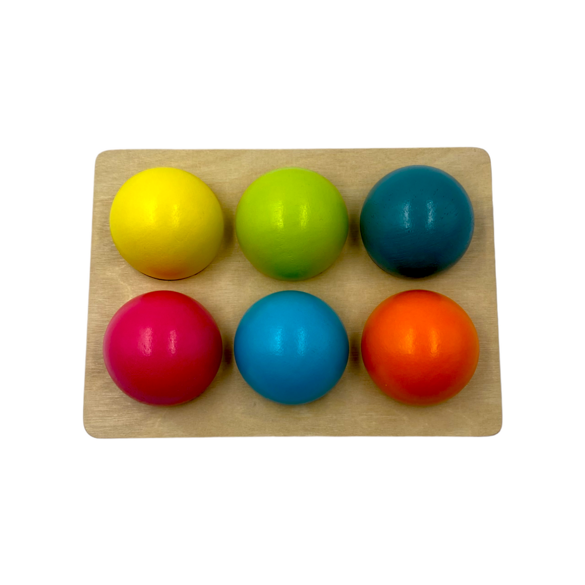 6-piece pastel wooden ball sorting set with tray
