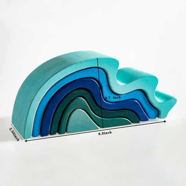 6 Pcs Wooden Water Wave Stacking Blocks | toys | The Baby Penguin