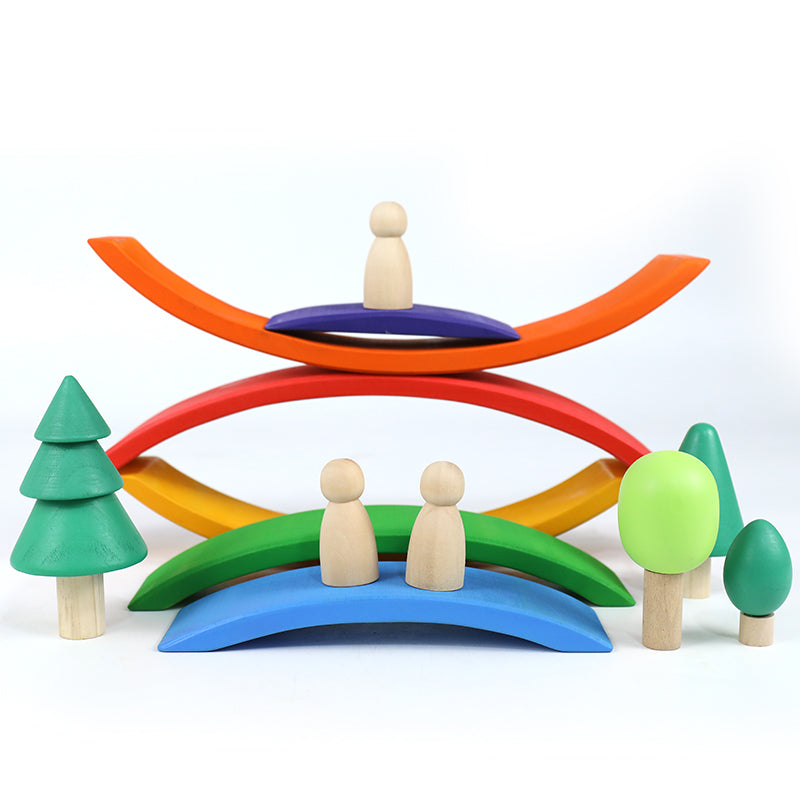 Green Elephant 6-Piece Primary Wooden Rainbow Bridge Set – product view