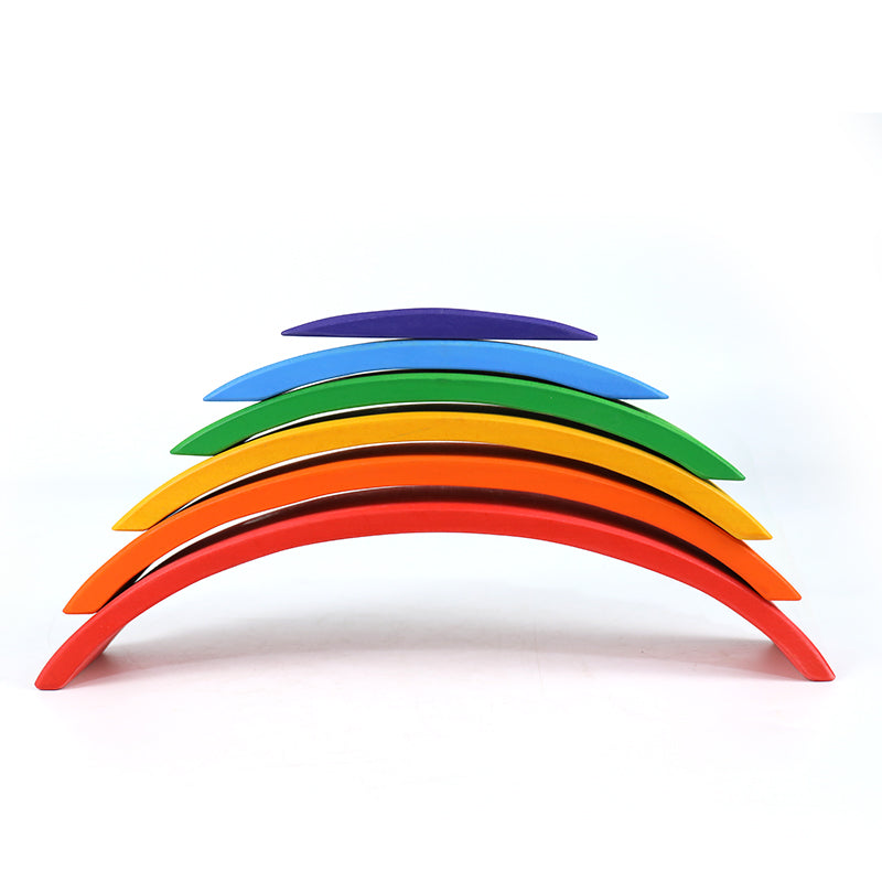Green Elephant 6-Piece Primary Wooden Rainbow Bridge Set – product view