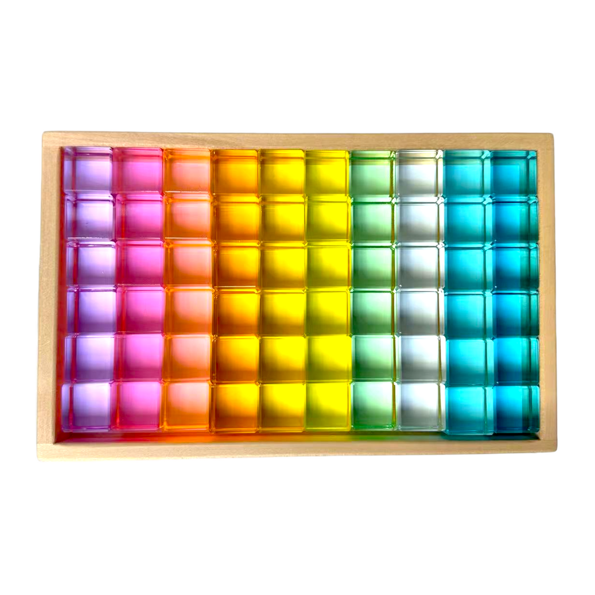 60-Piece Crystal-Clear Lucite Cube Set with Wooden Tray by Green Elephant Home and Toys – alternate view 3