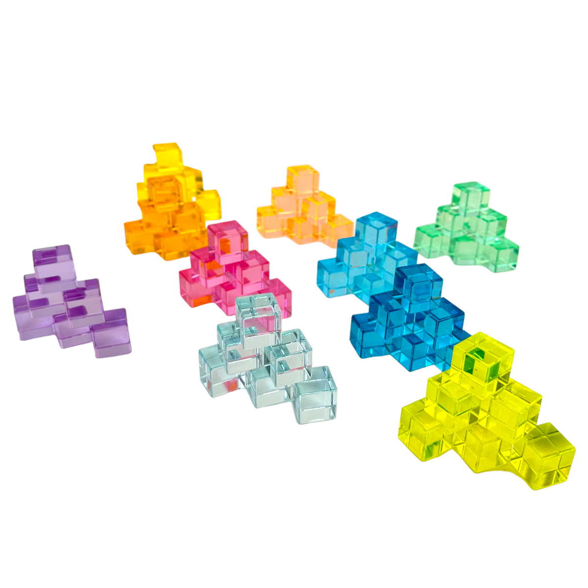 60-Piece Crystal-Clear Lucite Cube Set with Wooden Tray by Green Elephant Home and Toys – alternate view 7