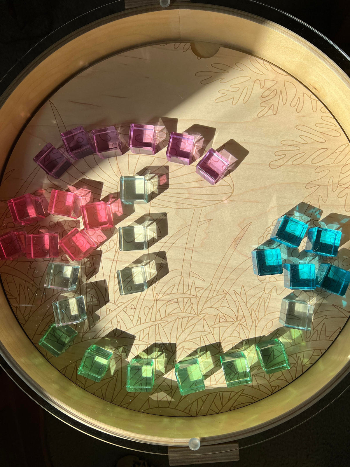 60-Piece Crystal-Clear Lucite Cube Set with Wooden Tray by Green Elephant Home and Toys – alternate view 9