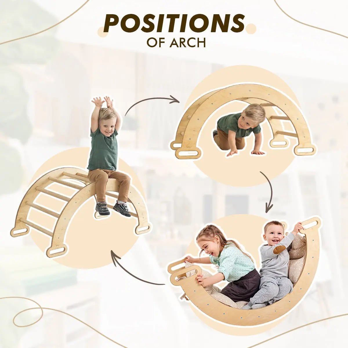 6in1 Montessori Climbing Set: Triangle Ladder + Arch/Rocker + Slide/Ramp + Net + Cushion + Art Addition - The Baby Penguin