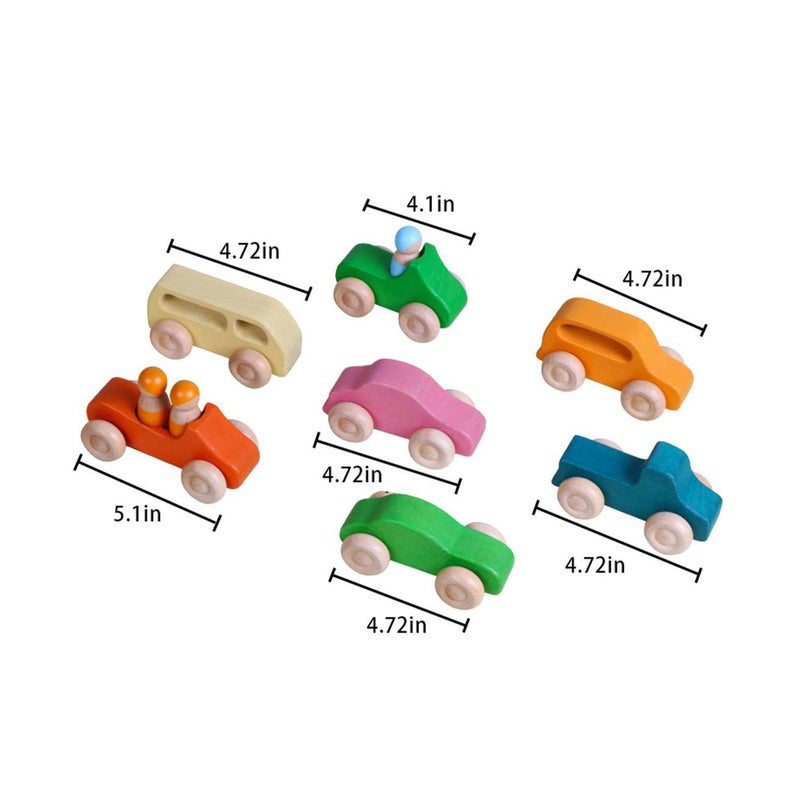 Green Elephant Natural Wooden Cars with 3 Peg Dolls – product view