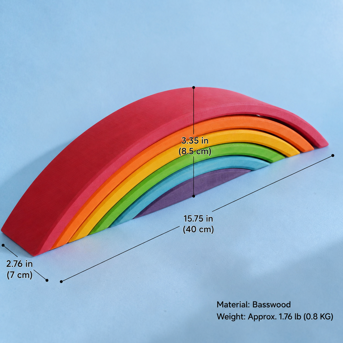 Green Elephant 6-Piece Primary Wooden Rainbow Bridge Set – product view