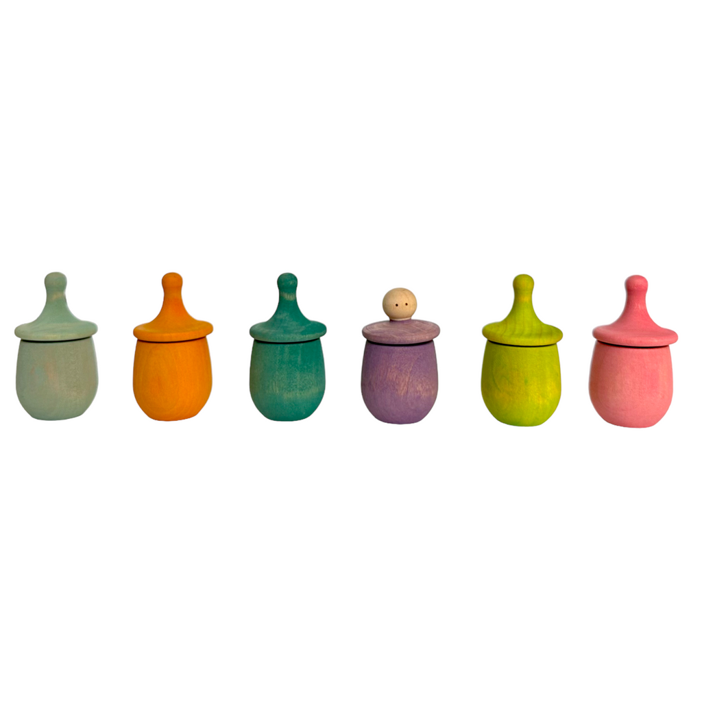A set of 6 STAINED Little Thing Wooden Treasure Box in Stained Pastel/Macaron Colors |  | The Baby Penguin