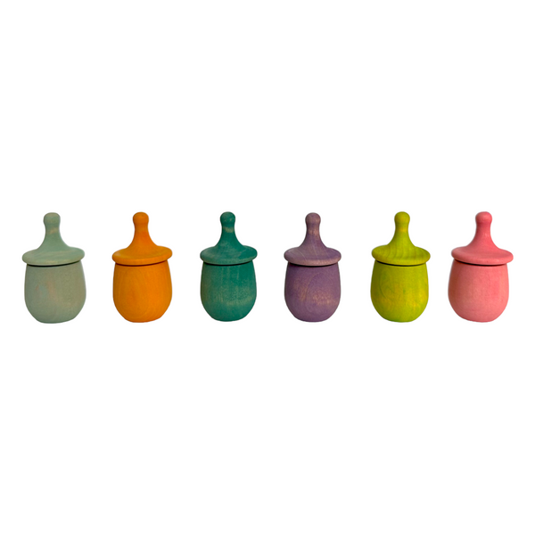 A set of 6 STAINED Little Thing Wooden Treasure Box in Stained Pastel/Macaron Colors |  | The Baby Penguin