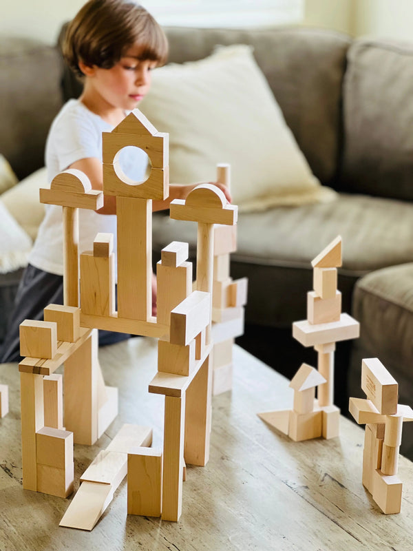 Advanced Builder Wooden Blocks Set - 78 pieces 