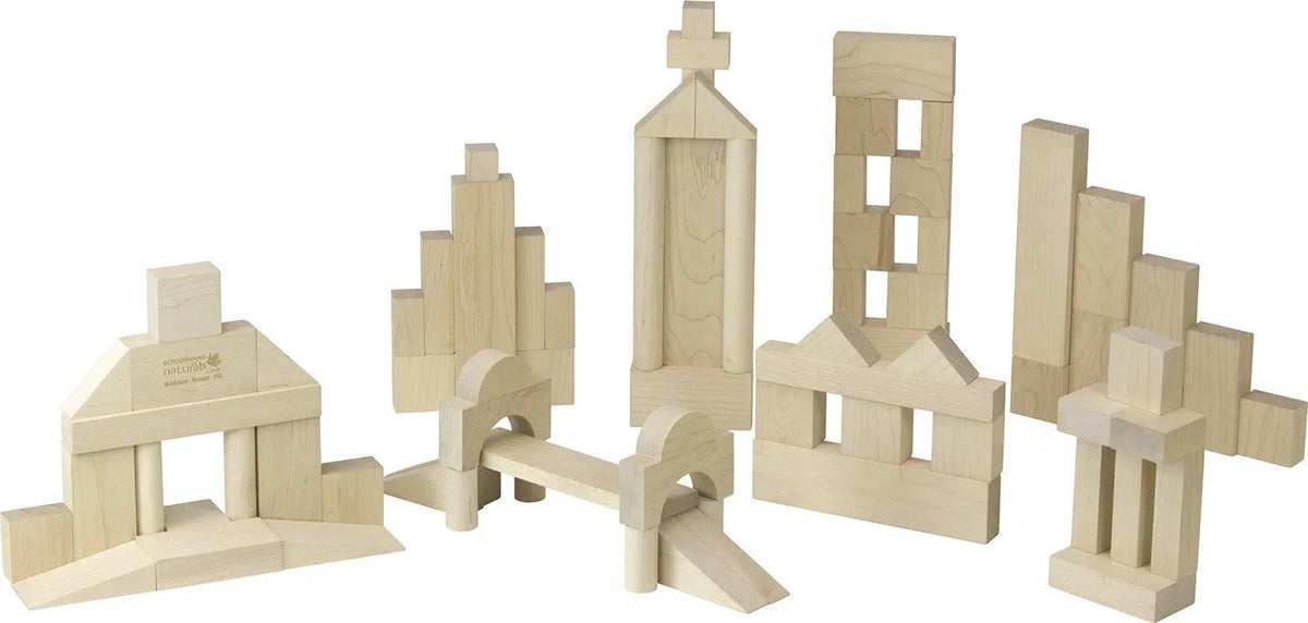 Advanced Builder Wooden Blocks Set - 78 pieces | Made in the USA Maple Landmark