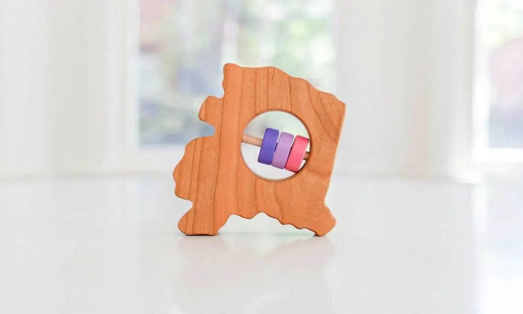Alaska State Wooden Baby Rattle™ | Made in the USA | State Rattle | The Baby Penguin