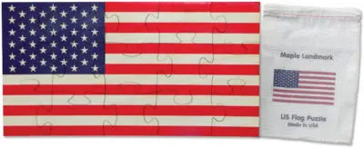 American Flag-Shaped Jigsaw Puzzle | Sustainable Toy | USA Made Maple Landmark