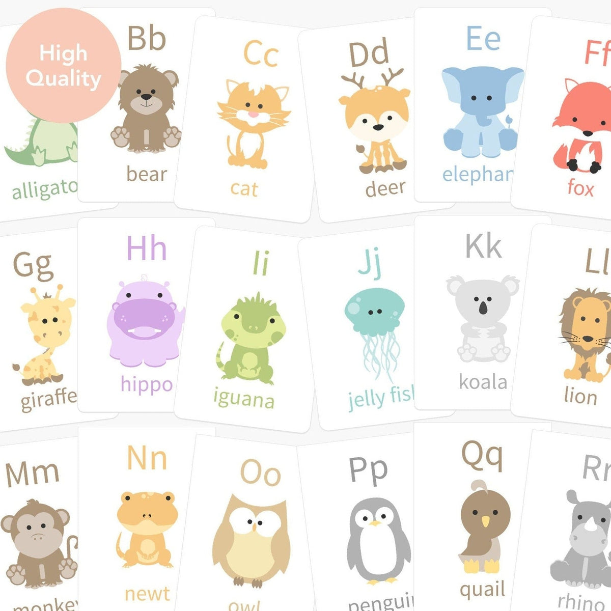 Animal Alphabet Flashcards – A to Z Learning Cards for Toddlers and Preschoolers - The Baby Penguin