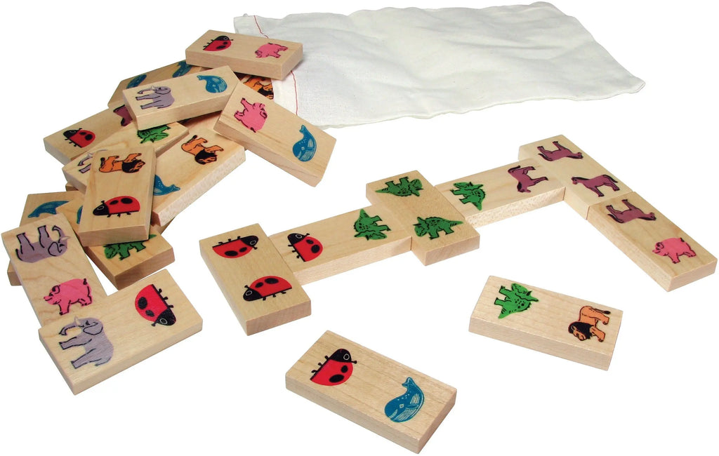 Animal Dominoes | Made in USA | Wooden Board Games Maple Landmark
