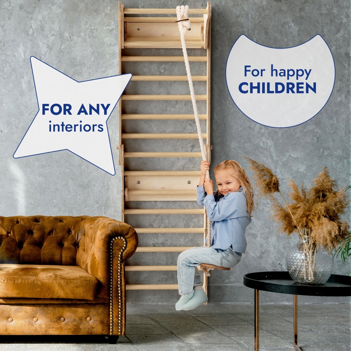 Apollo Swedish Wall / Climbing ladder for Little Astronauts + Moon swing Set + Slide Board - The Baby Penguin