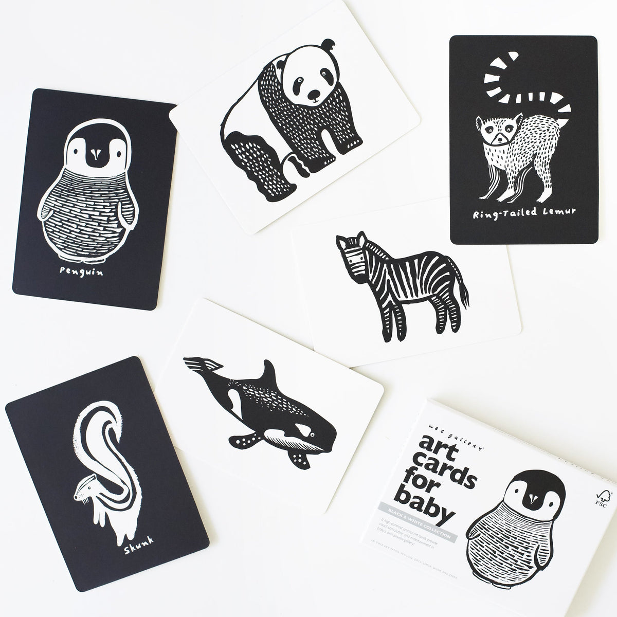 Art Cards for Baby - Black and White Collection - The Baby Penguin