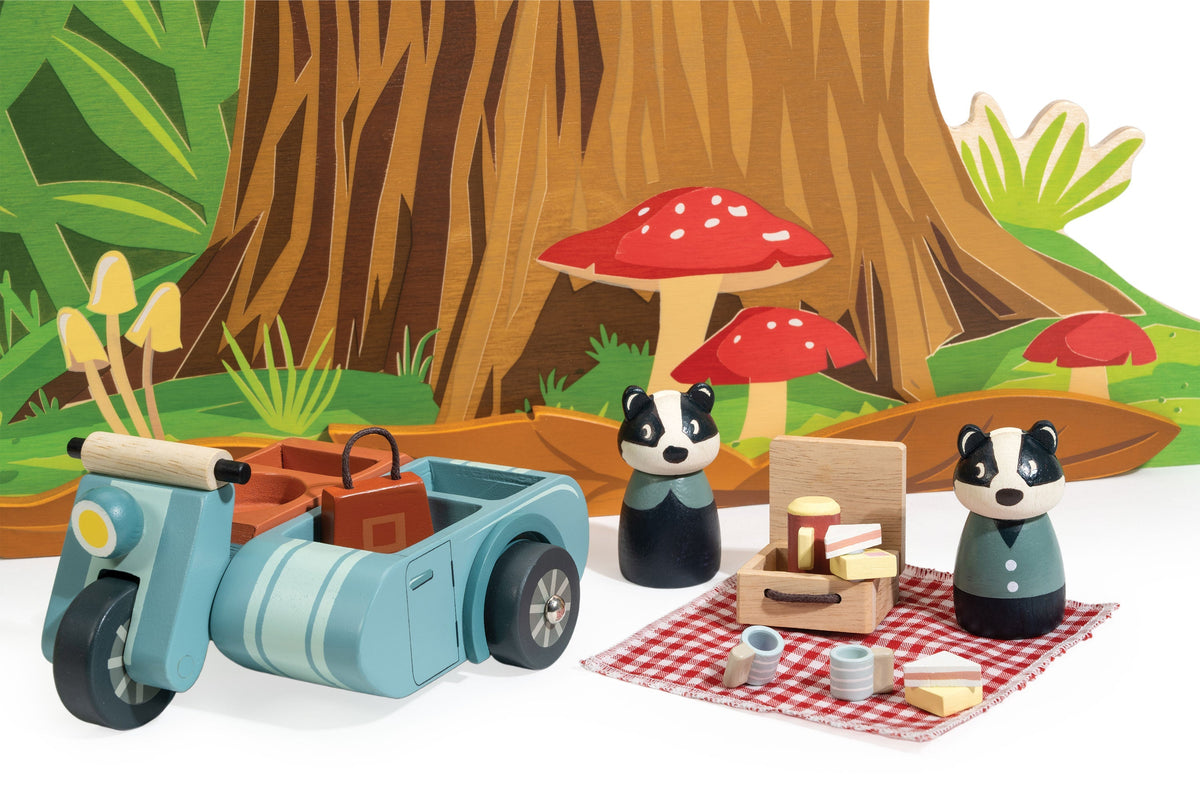 Tender Leaf Badger Picnic Wooden Motorbike Play Set