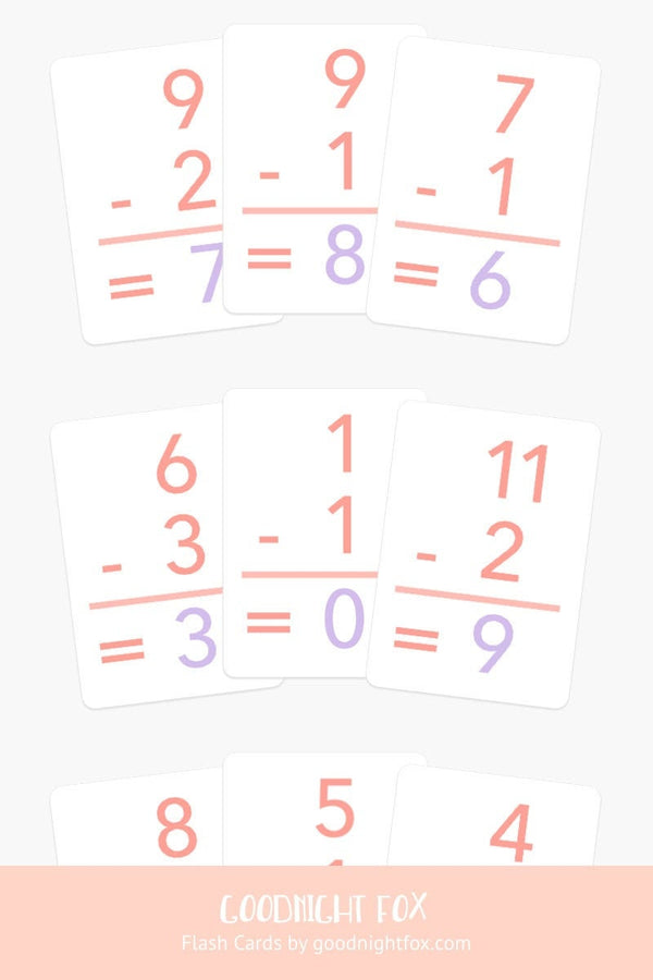 Basic Subtraction Flashcards - The Baby Penguin