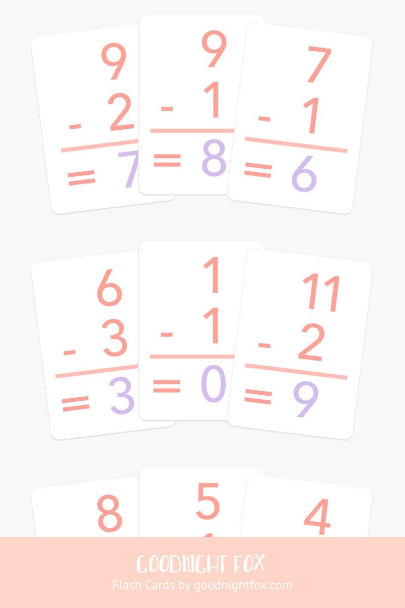 Basic Subtraction Flashcards - The Baby Penguin