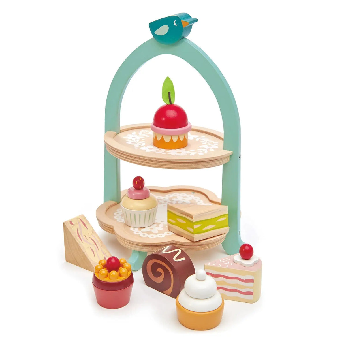 Tender Leaf Birdie Afternoon Tea Stand with Wooden Treats