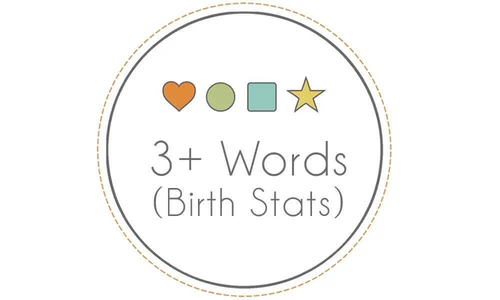 Personalization add-on graphic reading 3+ Words (Birth Stats)