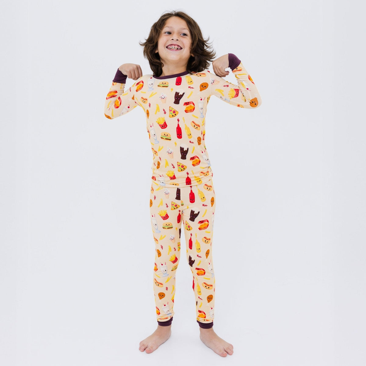 Child wearing Bam & Stitch Blissful Bites Long Sleeve Pajamas.
