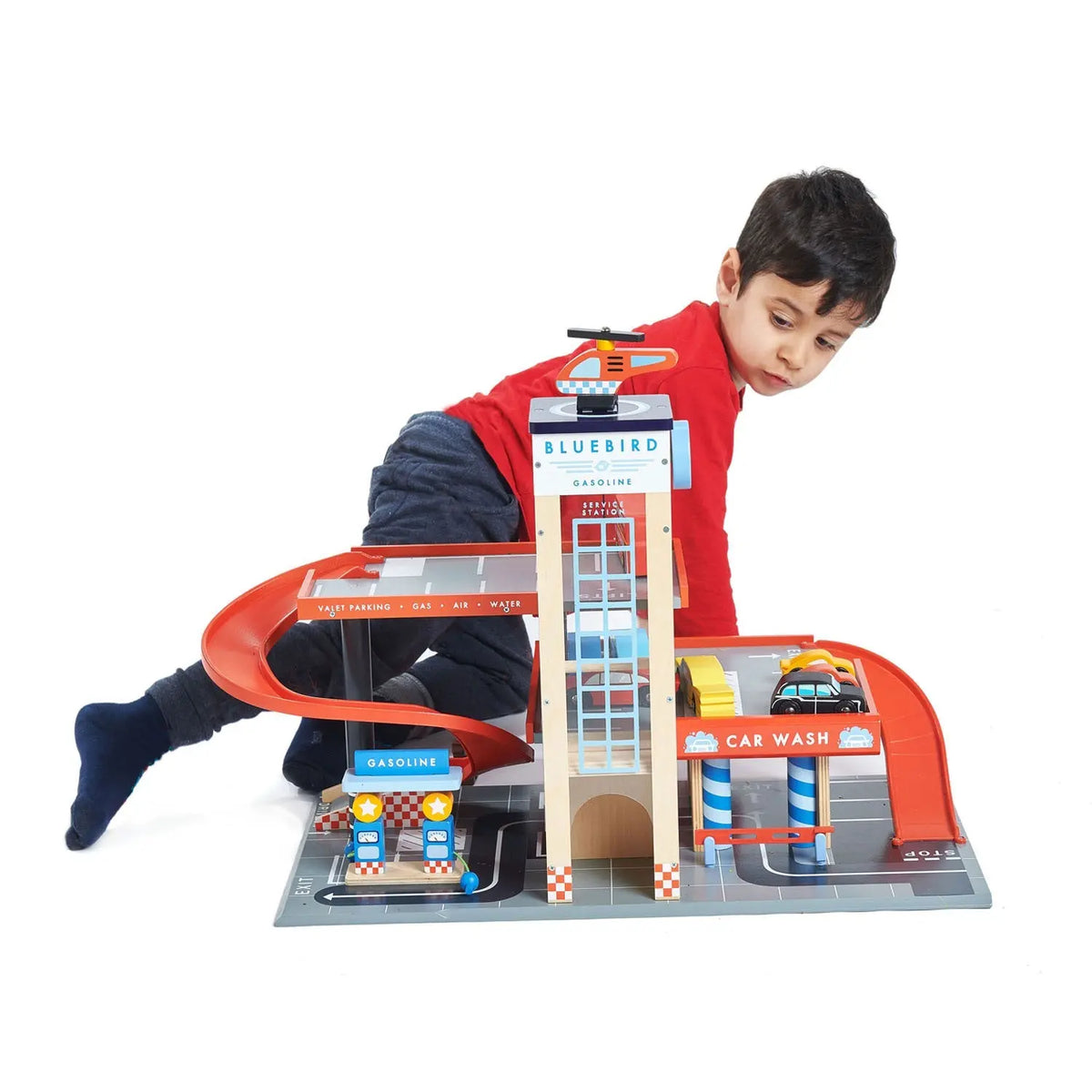 Tender Leaf Blue Bird Wooden Garage and Service Station