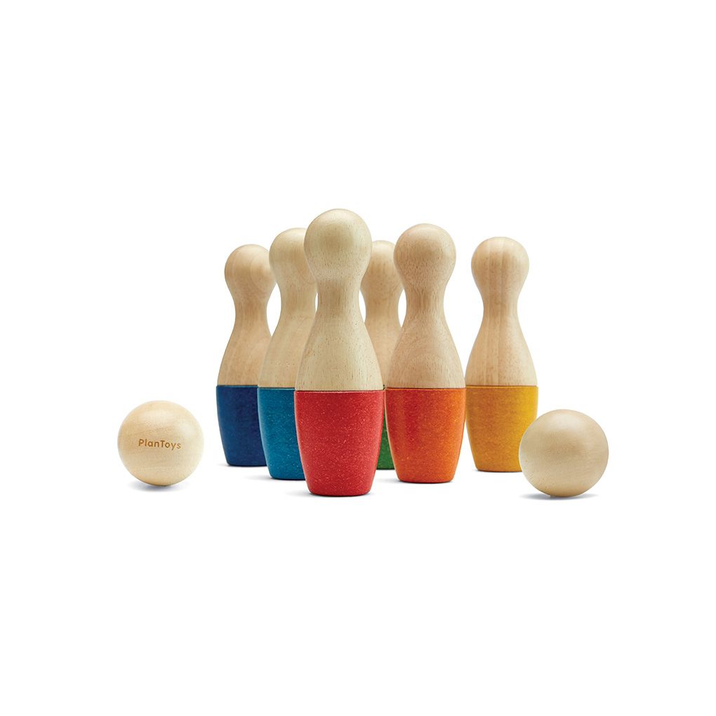 PlanToys Wooden Bowling Set with 6 Pins