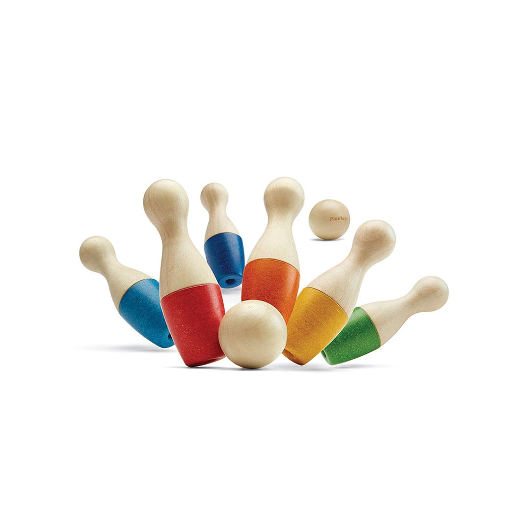 PlanToys Wooden Bowling Set with 6 Pins