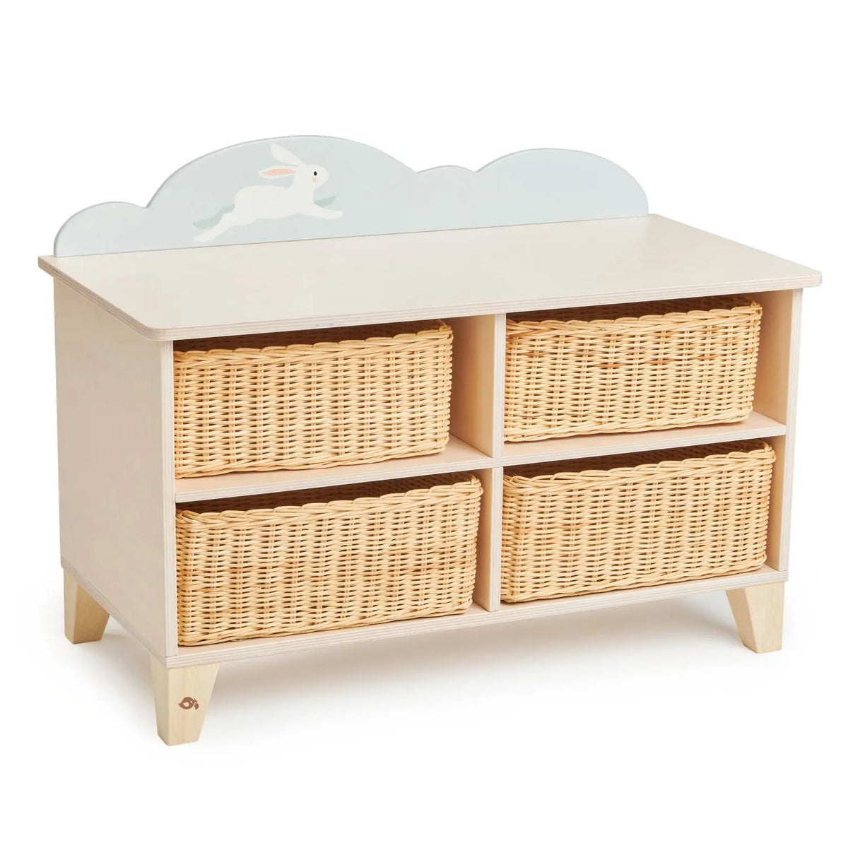 Tender Leaf Bunny Storage Bench with Wicker Baskets