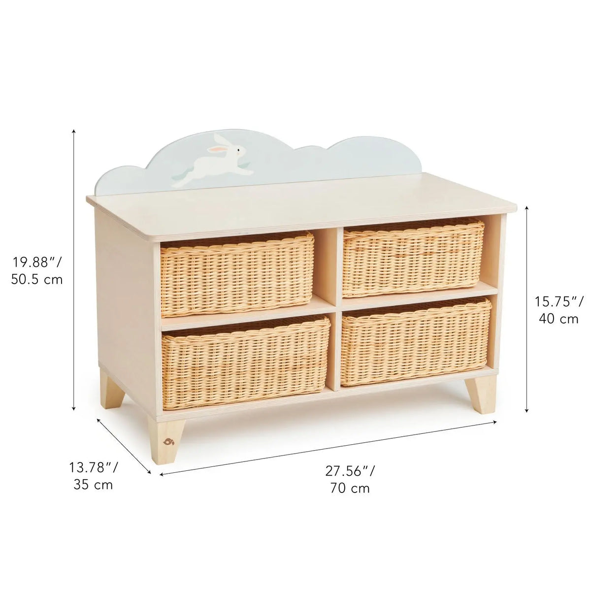Tender Leaf Bunny Storage Bench with Wicker Baskets